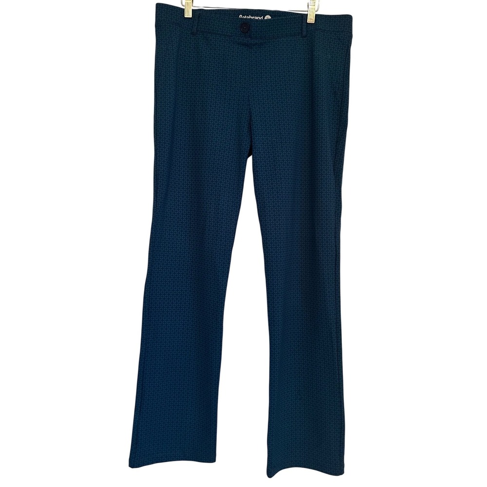 Betabrand Dress Pant Yoga Pant Straight Sz XL Petite Blue Geometric Career Comfy - Picture 2 of 9